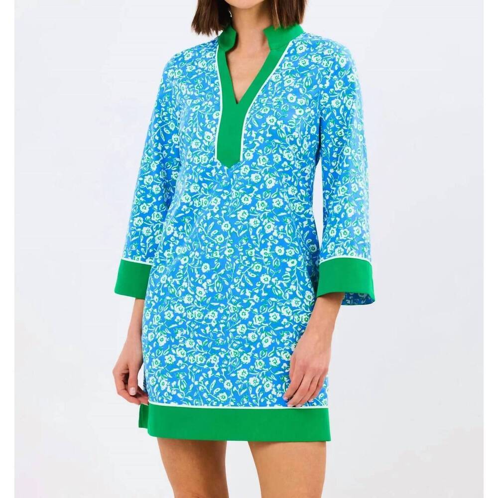 NEW MARY SQUARE brenda dress in meadow line blue